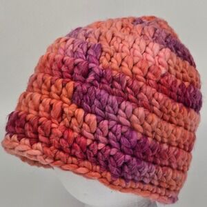 Hand Crocheted Beanie Hat Autumn Sunset Colors Warm Cozy Winter